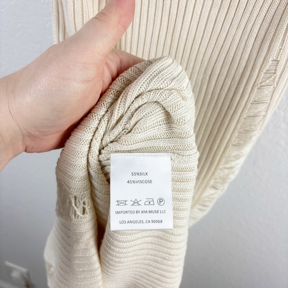 Aya Muse Ceres Halter Knit Maxi Dress Cream Size Medium Cocktail Evening Party - Picture 12 of 12